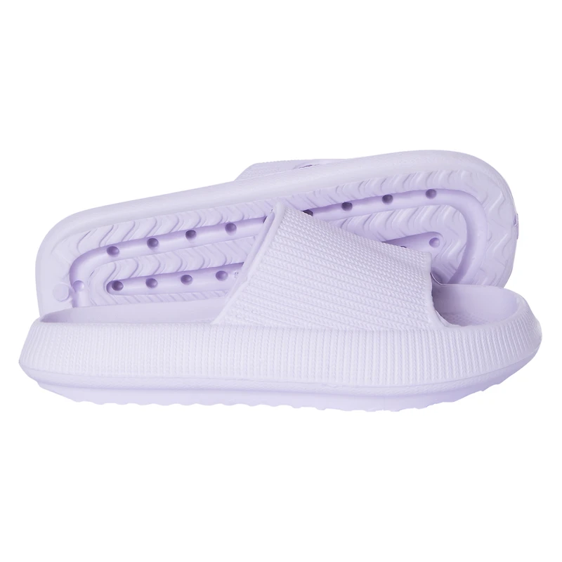 ladies blue puff slide sandals