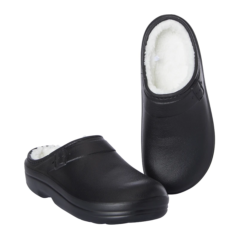 ladies olive sherpa-lined EVA clogs