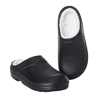 ladies olive sherpa-lined EVA clogs