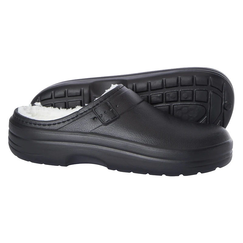 ladies olive sherpa-lined EVA clogs