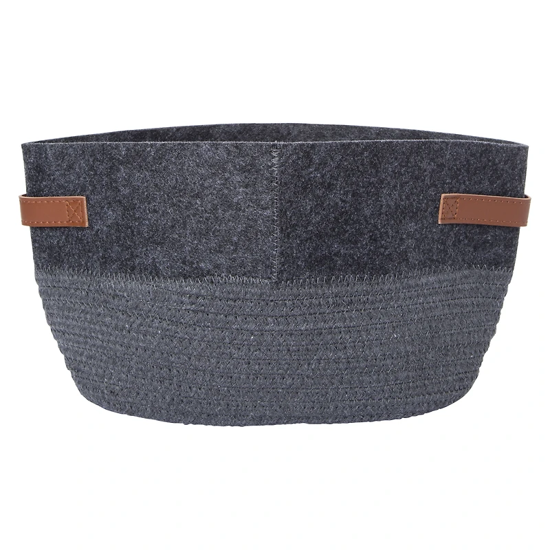 felt & braided rope storage bin 12in x 8in