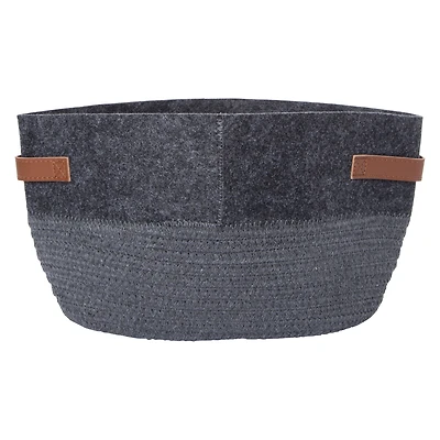 felt & braided rope storage bin 12in x 8in