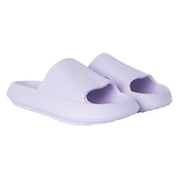 ladies blue puff slide sandals