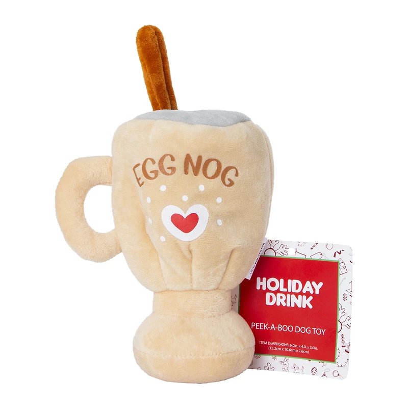 holiday peek-a-boo plush dog toy 6in