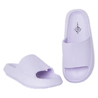 ladies blue puff slide sandals