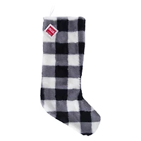 faux fur buffalo plaid stocking 22in