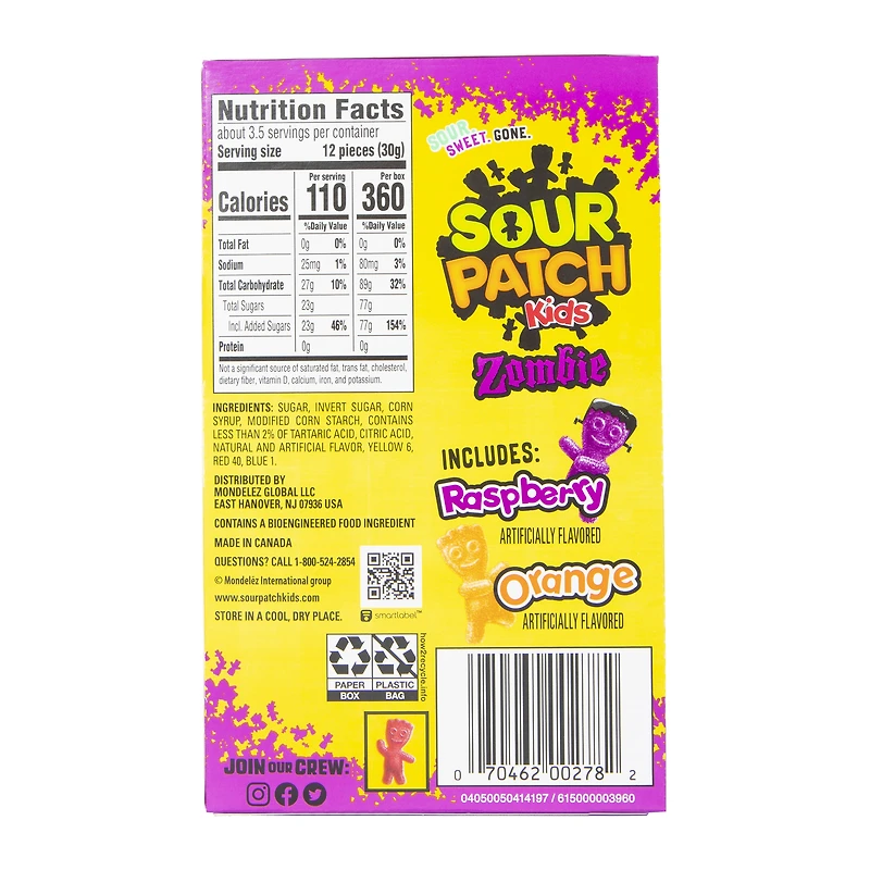 sour patch kids® zombie movie theater candy box 3.5oz
