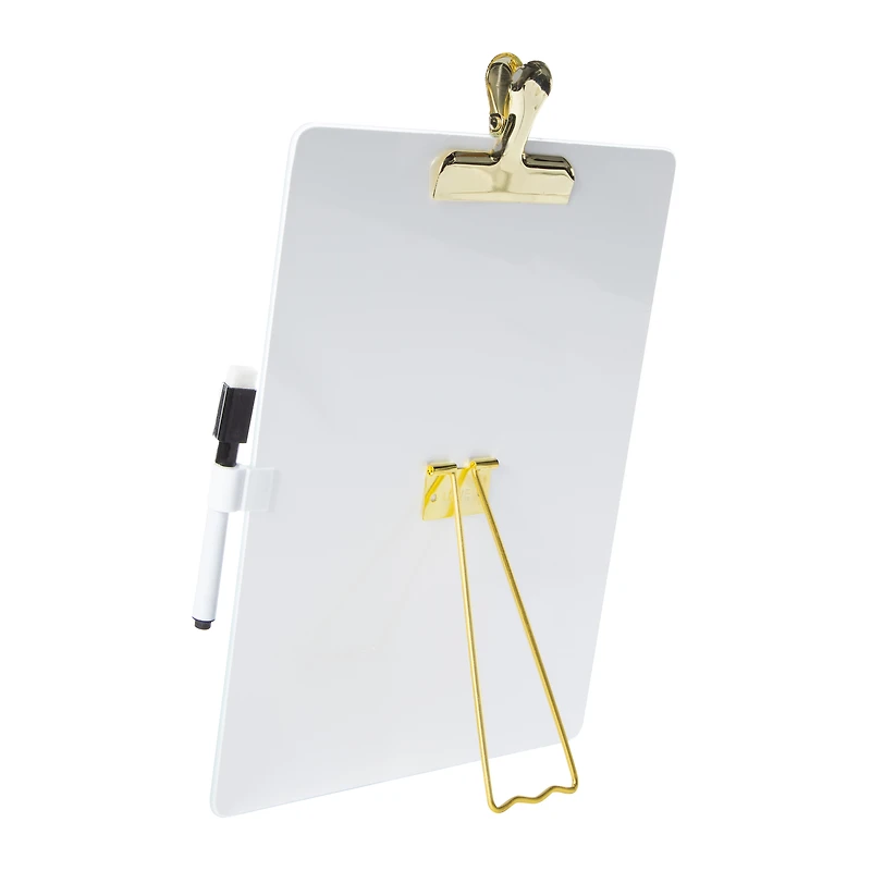 glass dry erase clip board with easel 11.8in x 8.5in