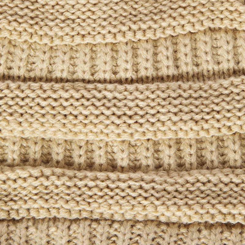 faux fur pom sweater knit beanie