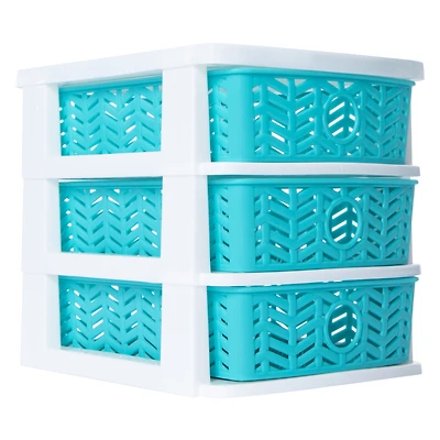 herringbone 3-drawer mini organizer 7.5in x 6.3in