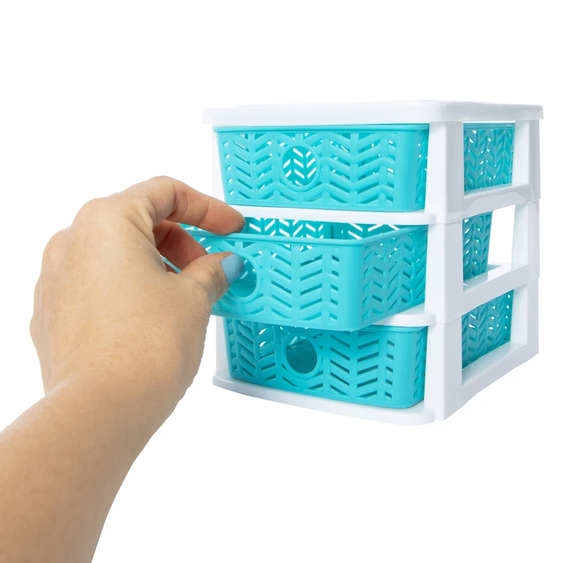 herringbone 3-drawer mini organizer 7.5in x 6.3in