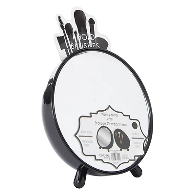 round vanity mirror with storage compartment 7in