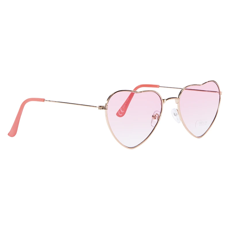 Ladies Metal Heart-Shaped Sunglasses - Rose Gold