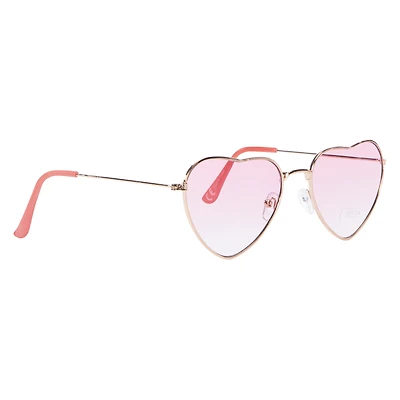 Ladies Metal Heart-Shaped Sunglasses - Rose Gold