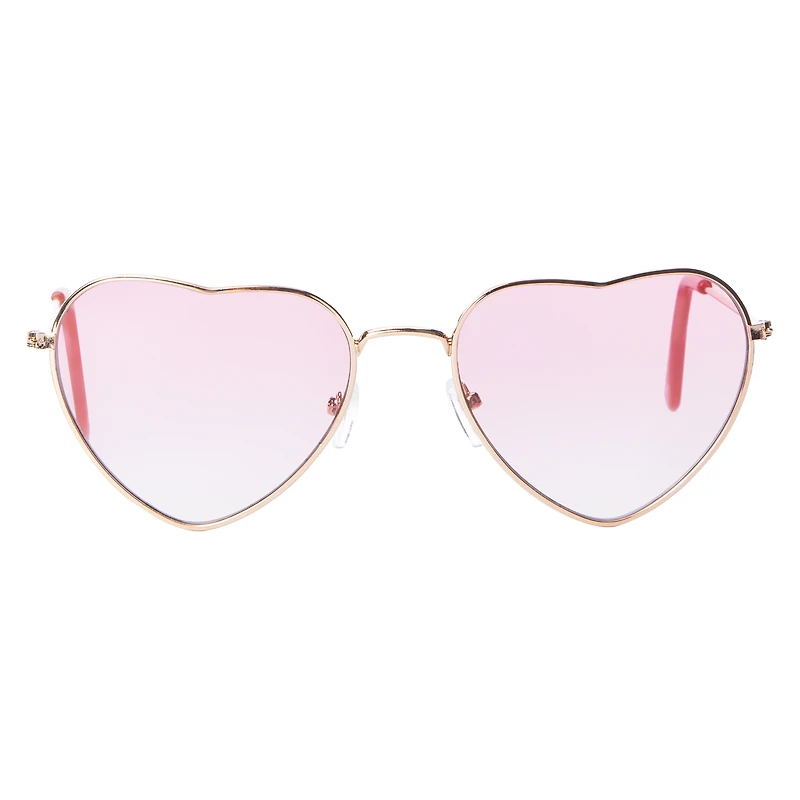 Ladies Metal Heart-Shaped Sunglasses - Rose Gold