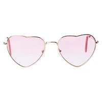 Ladies Metal Heart-Shaped Sunglasses - Rose Gold