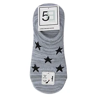 5-Pack Ladies No-Show Sneaker Socks - Stars, Solid, Heathered