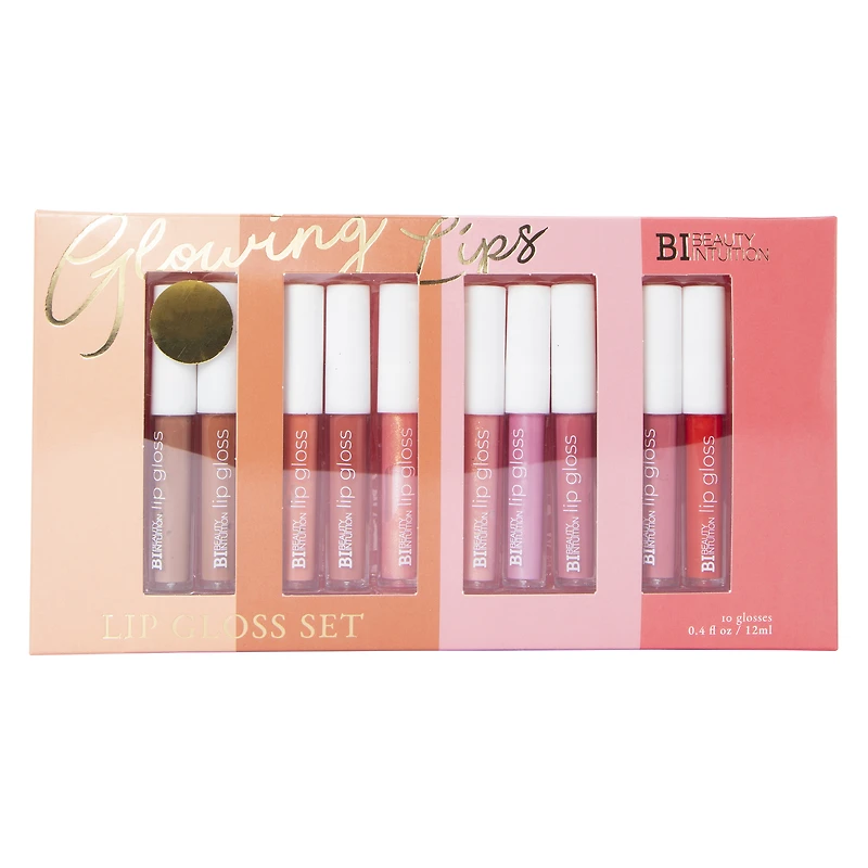 beauty intuition glowing lips 10-piece lip gloss set
