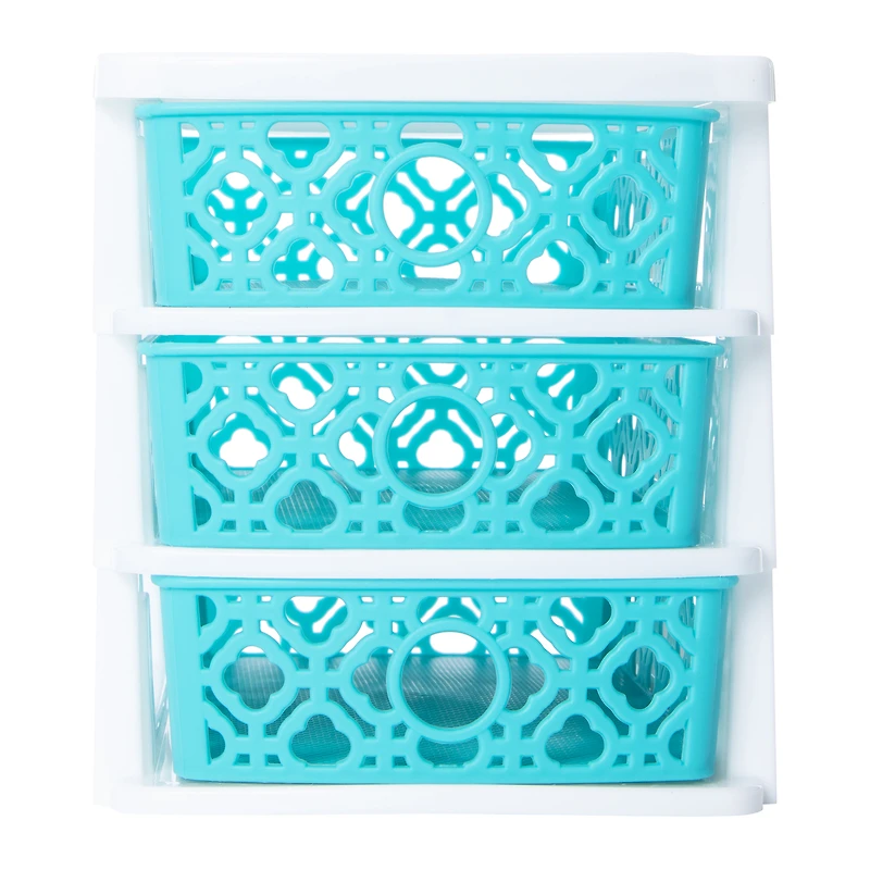 woven stackable 3-drawer mini organizer 7.5in x 6.3in