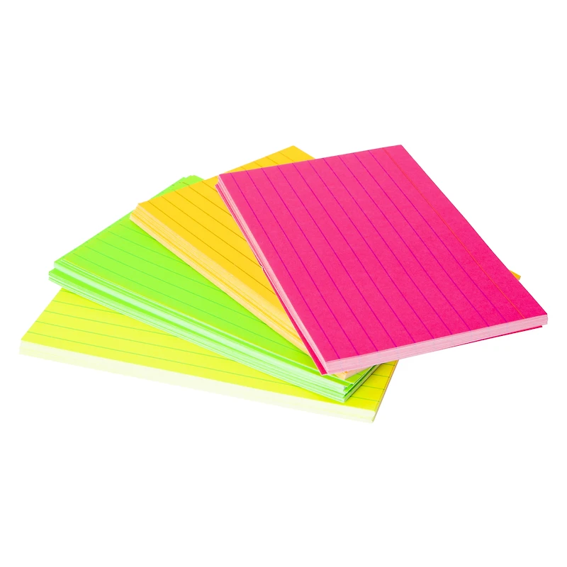 neon ruled 3 x 5 index cards 100-count