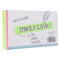 neon ruled 3 x 5 index cards 100-count