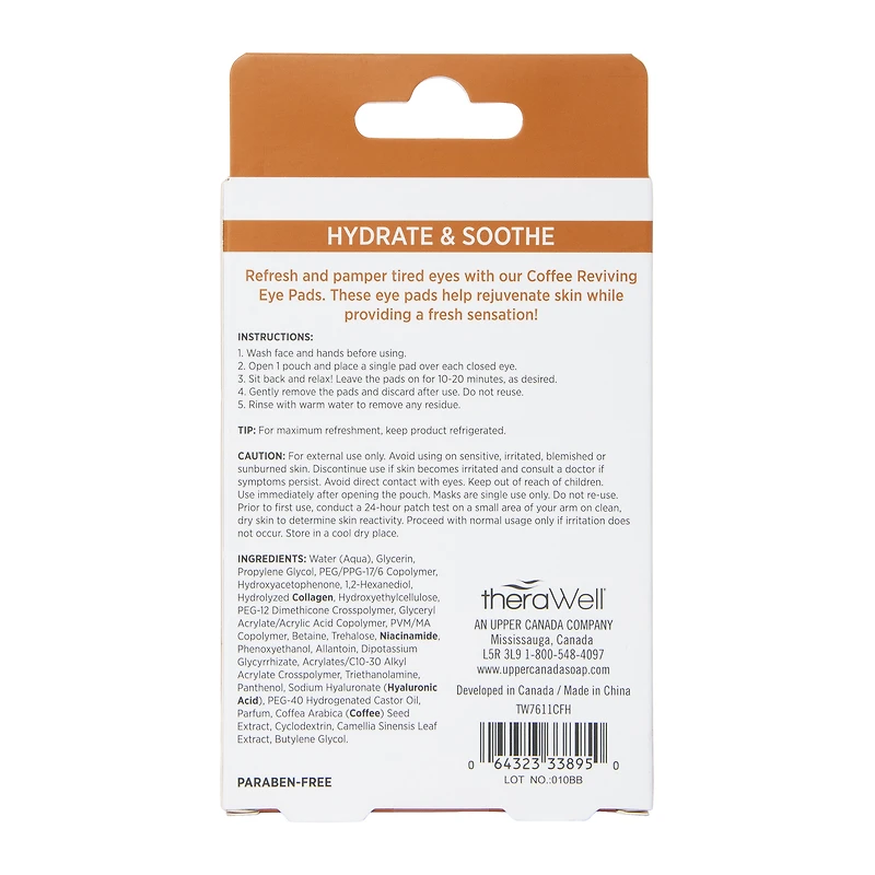 Therawell™ Reviving Eye Pads, 5 Pairs - Coffee