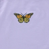 Juniors Lavender Halter Dress With Embroidered Butterfly