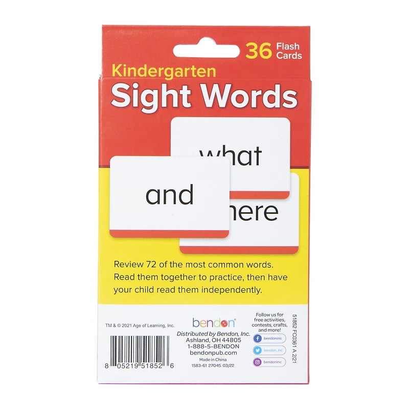 ABCmouse kindergarten sight words flash cards 36-count