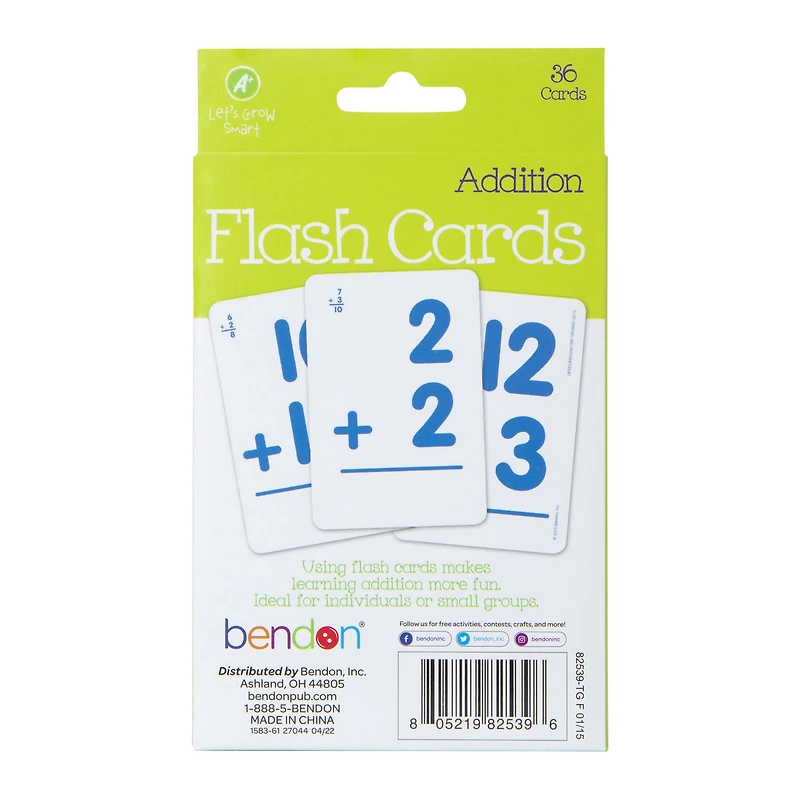 addition flash cards 36-count