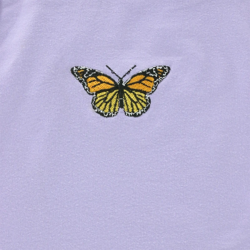 Juniors Lavender Halter Dress With Embroidered Butterfly