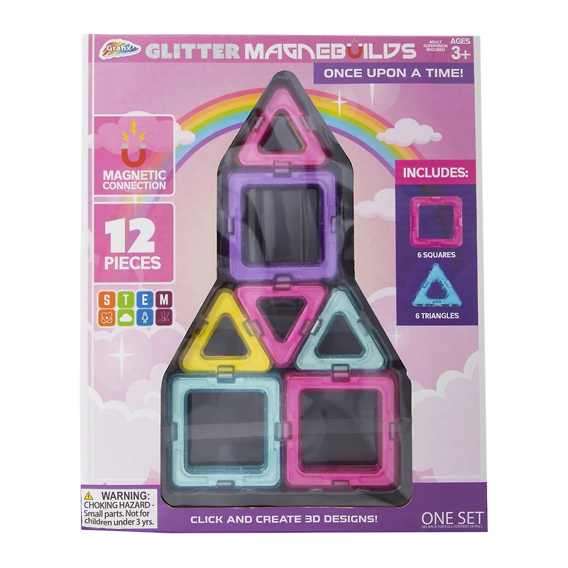 glitter magnebuilds magnetic building blocks 12-pieces
