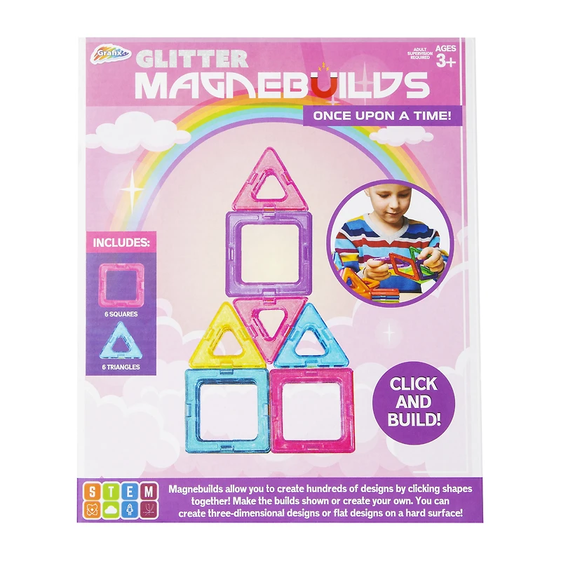glitter magnebuilds magnetic building blocks 12-pieces