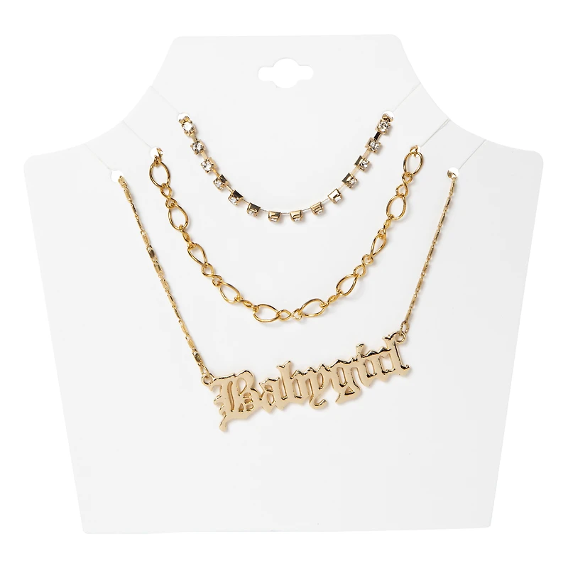 'babygirl’ layered gold chain necklace