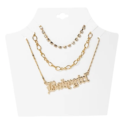 'babygirl’ layered gold chain necklace