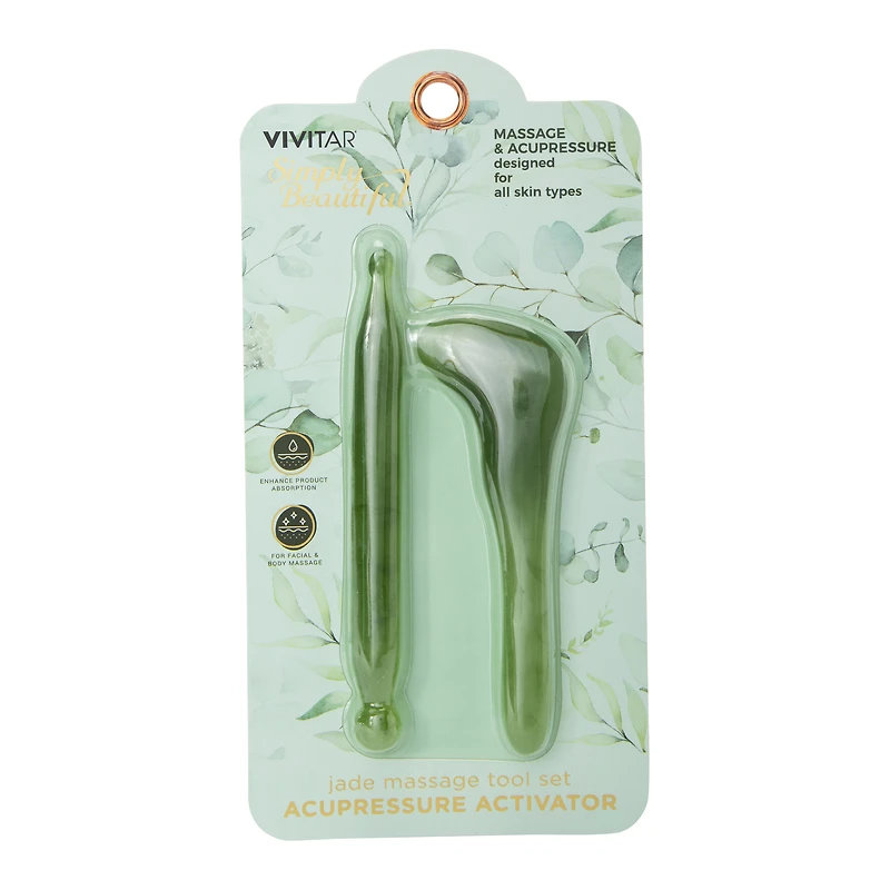 2-piece jade gua sha accupressure tool set