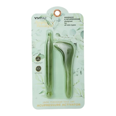 2-piece jade gua sha accupressure tool set