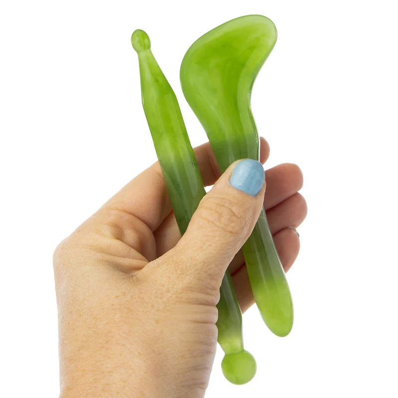 2-piece jade gua sha accupressure tool set