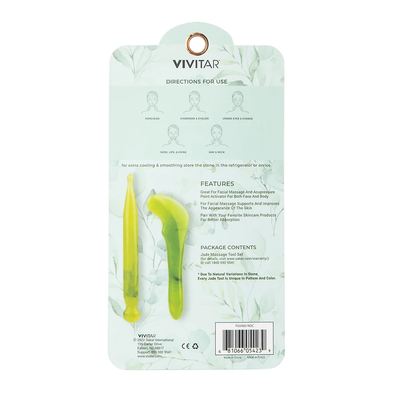 2-piece jade gua sha accupressure tool set