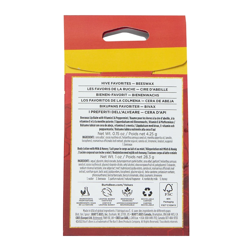 burt's bees® lip balm & body lotion set