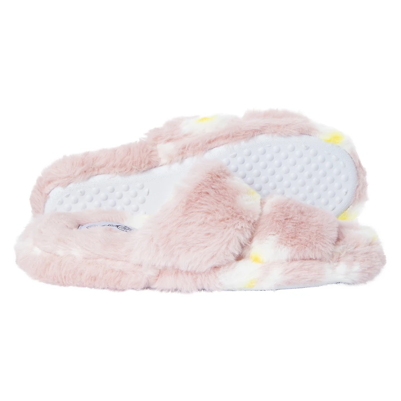 Faux Fur Double Band Slippers