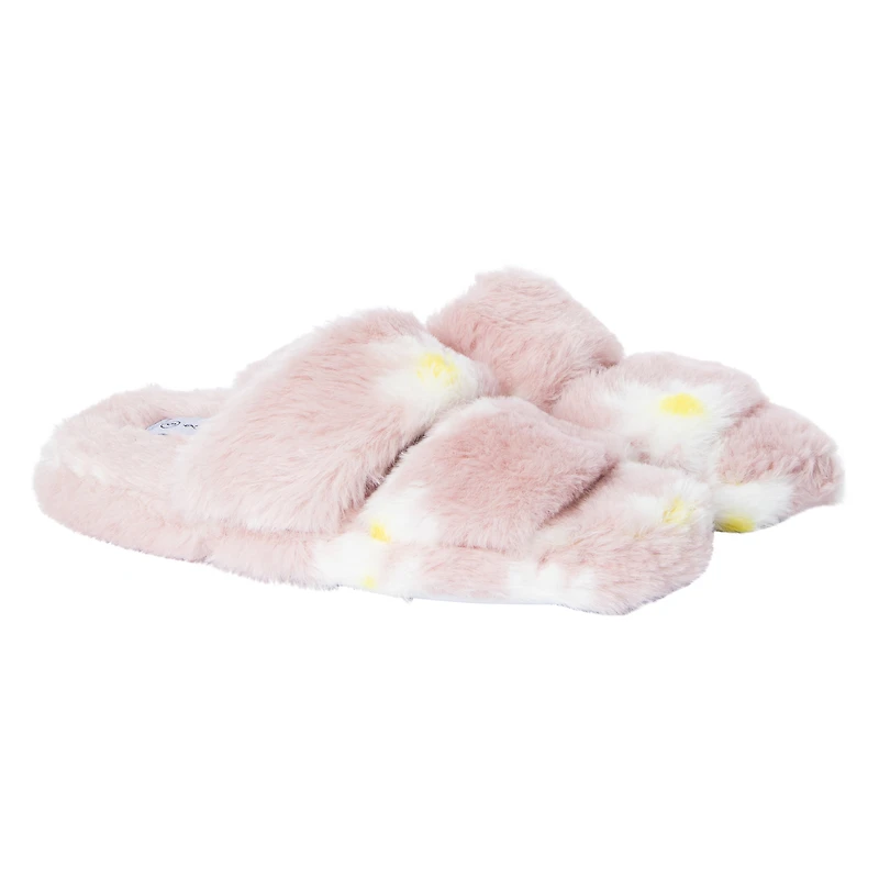 Faux Fur Double Band Slippers