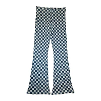 Juniors Blue Checker Kick Flare Pants