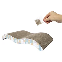 wavy cat scratcher with catnip 17.8in x 9.5in