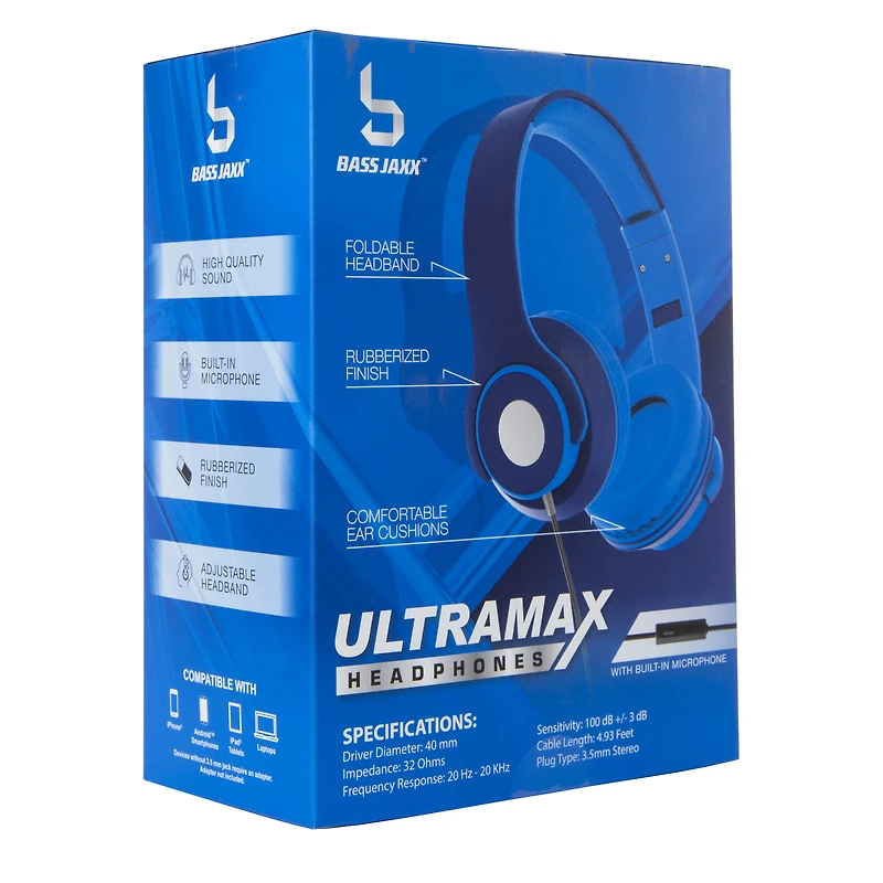 ultramax aux-in headphones w/ built-in mic