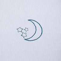 juniors embroidered celestial tee with lettuce hem