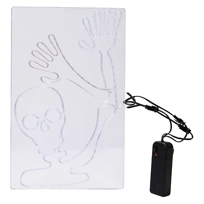 waving skeleton LED window decoration 12in x 8in