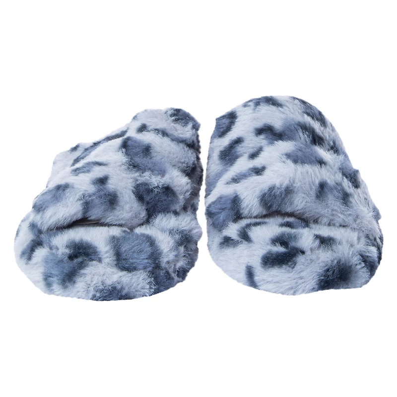 faux fur double band slippers