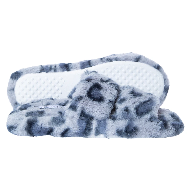 faux fur double band slippers