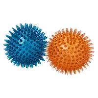 fetch & chew spikey ball squeaker dog toys 2-pack