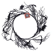 halloween black branch wreath with bats 18in